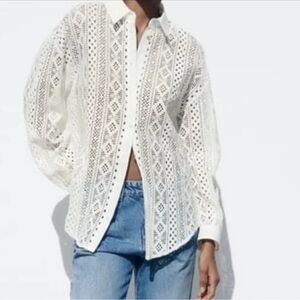 ▫️Zara▫️ White Crochet Shirt